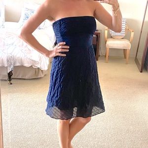 JCrew petite strapless navy dress sz 4